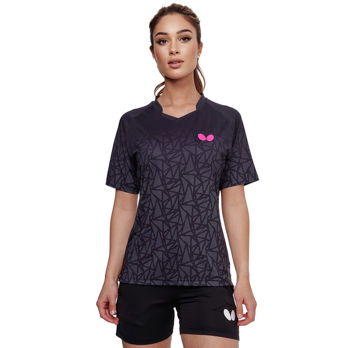 Higo Lady Shirt Black, Front, Model